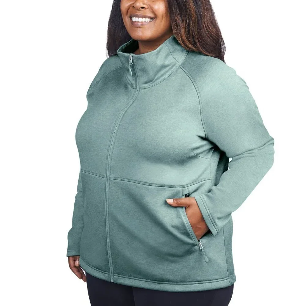 Kirkland Signature Womens Jacket XXL Teal Fleece Full Zip